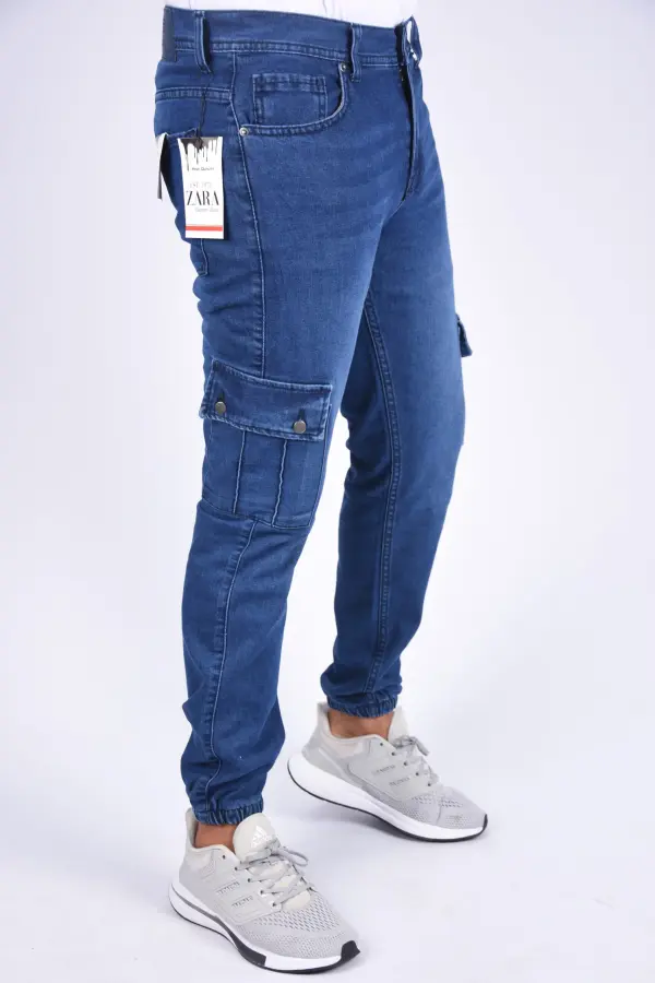 Jean cargo coupe droite resserré aux chevilles – Bleu – Z-ara-ref-477