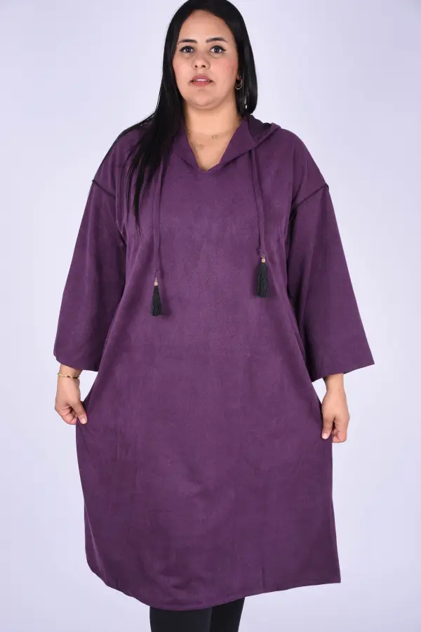 djellaba en Daim - Violet-Ref-DJ1717