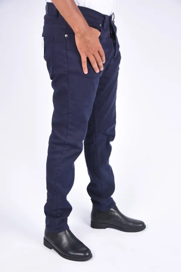 Pantalon en Toile Piqué Armani Coupe droite – Bleu marine-ref-464