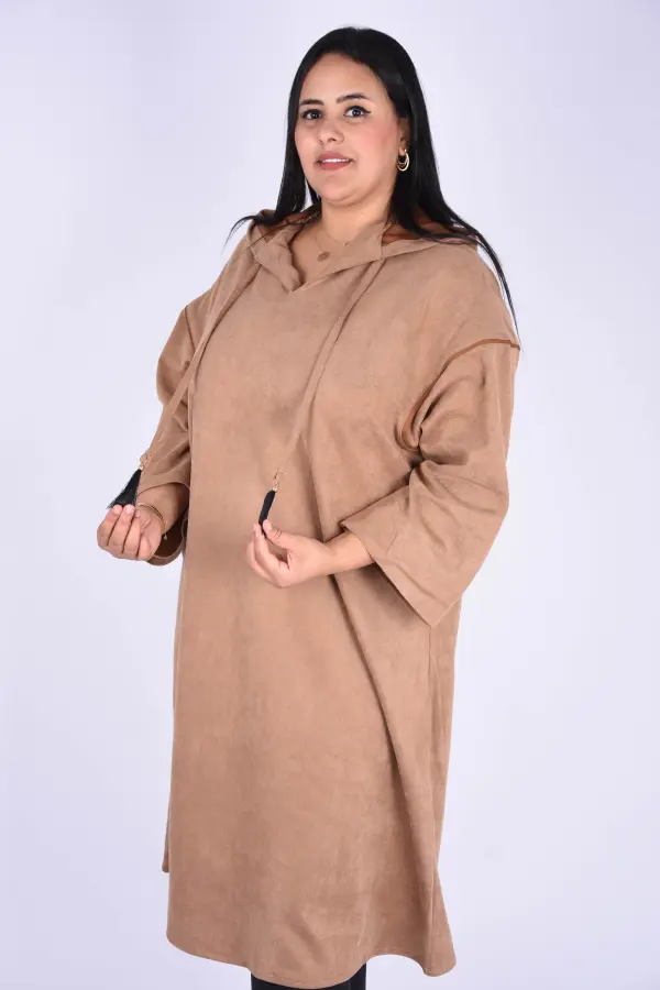 djellaba en Daim -  Caramel-Ref-DJ1717