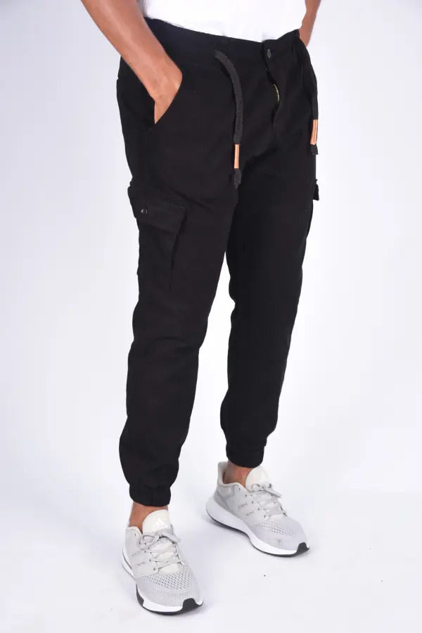 Pantalon jogger cargo En toile – Noir-ref-471