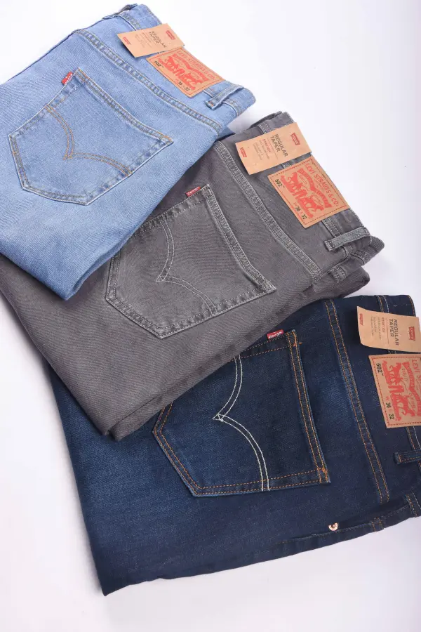 Pack de 3 jeans De luxe coupe Normal Ref-VT1991 ( Bleu petrole + Bleu clair + Gris )