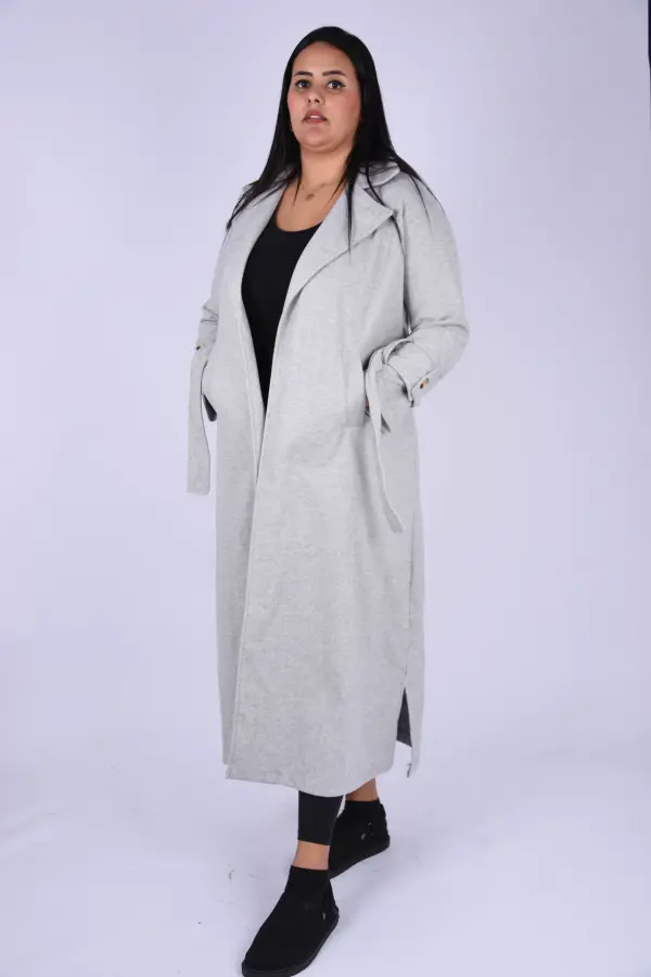 Manteau en tissu mlifa Longue -Gris-MT1006