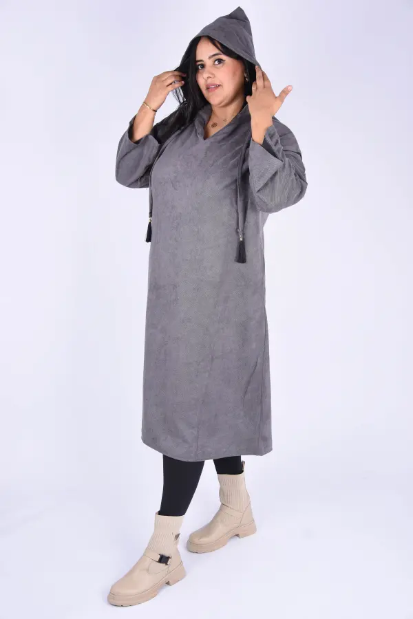 djellaba en Daim - Gris-Ref-DJ1717