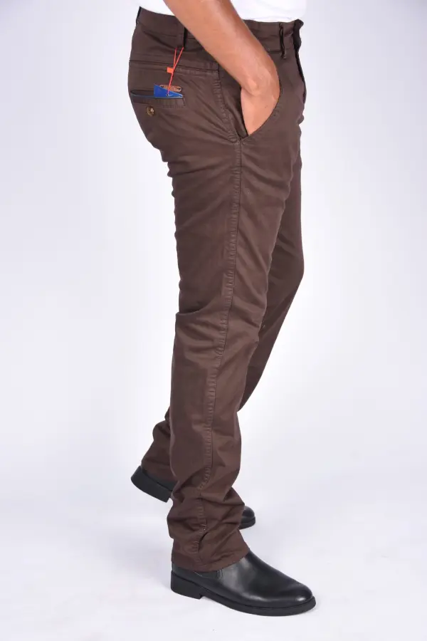 Pantalon en Toile Classique Tommy Coupe droite – Marron foncé-ref-461