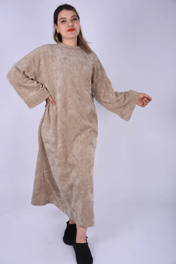 Robe Longue femme en tissu Gatifa -Beige-Ref-RB2014