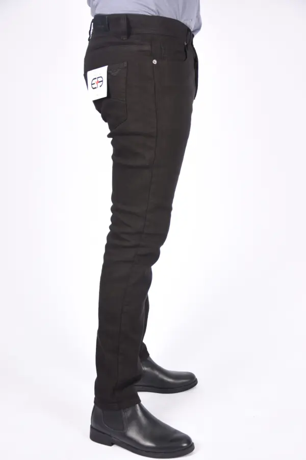 Pantalon en Toile Piqué Armani Coupe droite – Noir-ref-466