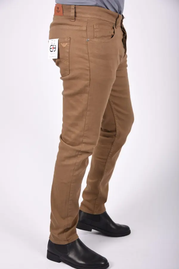 Pantalon en Toile Piqué Armani Coupe droite – Marron-ref-465