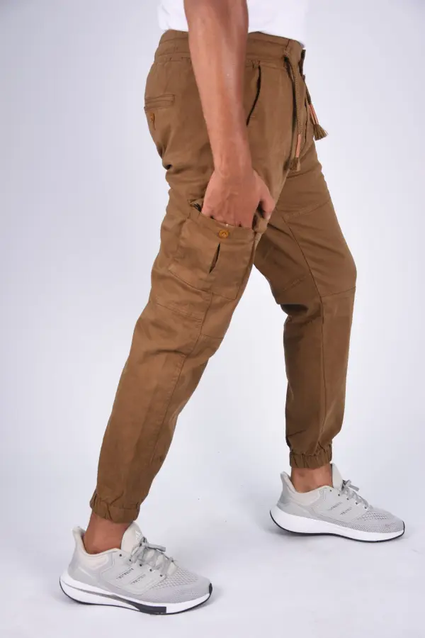 Pantalon jogger cargo En toile – Tabac-ref-472