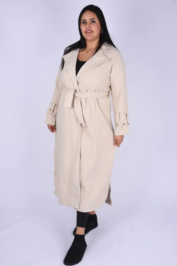 Manteau en tissu mlifa Longue -Beige-MT1006