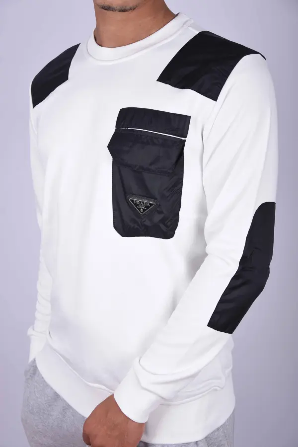 Sweatshirt en coton Doux  Ref-PR-( Noir &Blanc) -SR555