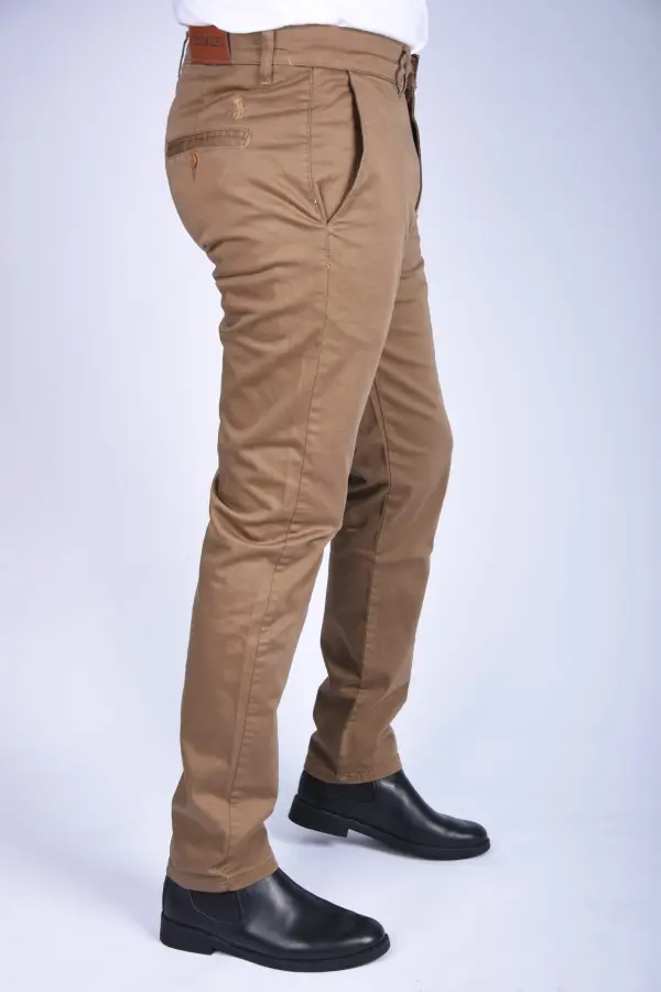 Pantalon en Toile Classique Us Polo Coupe Normale – Tabac-ref-459