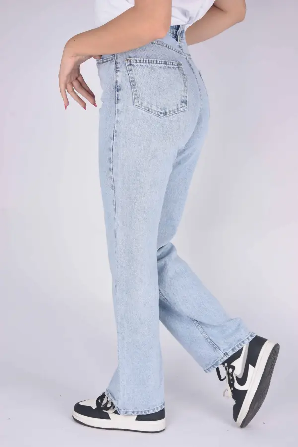 Ocean Blue Cropped Masha Wide Leg Jeans Ref-12717